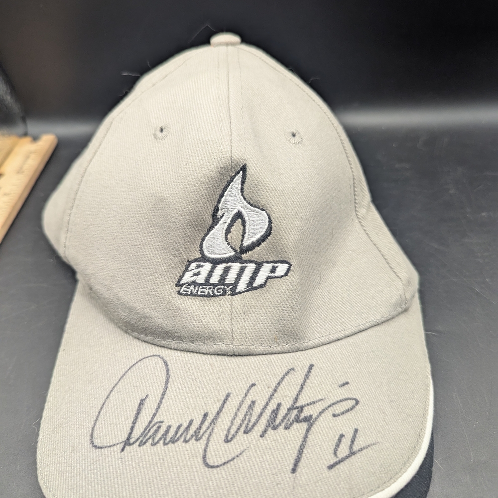 Tan And Gray Amp Energy Ball Cap Signed By Darrell Waltrip #11 Dated 1981-86